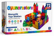 72 Parça Manyetik Yapı Blokları - Çocuklar için Renkli 3 Boyutlu Karo Oyun Seti Oyuncak Yap-Boz