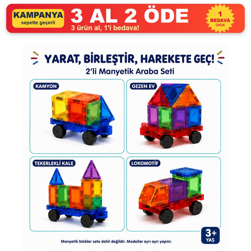 2'li Manyetik Araba Seti 4 farklı tasarım - 3 Al 2 Öde Kampanyası