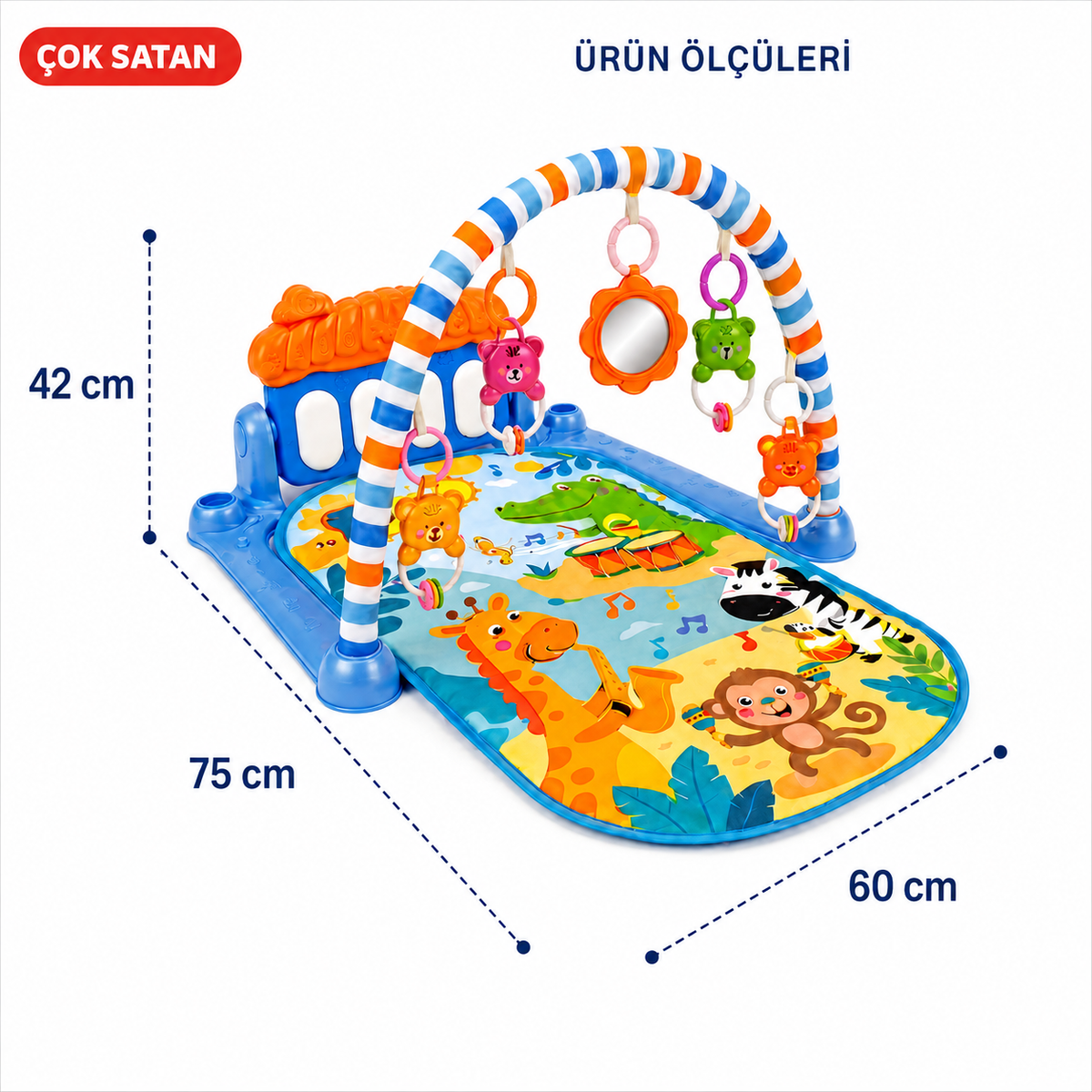 OYUN HALISI Sevimli Piyanolu Sesli Işıklı Aynalı Oyun Halısı Bebek Yenidoğan