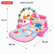 Pembe Piyanolu Sesli Işıklı Aynalı Bebek Oyun Halısı - 4