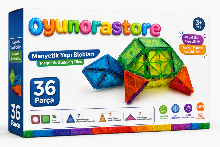 36 parça manyetik yapı blokları (setten 2 adet)