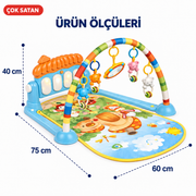 Mavi mantar piyanolu sesli ışıklı aynalı bebek oyun halısı - 3