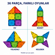 36 parça manyetik yapı blokları